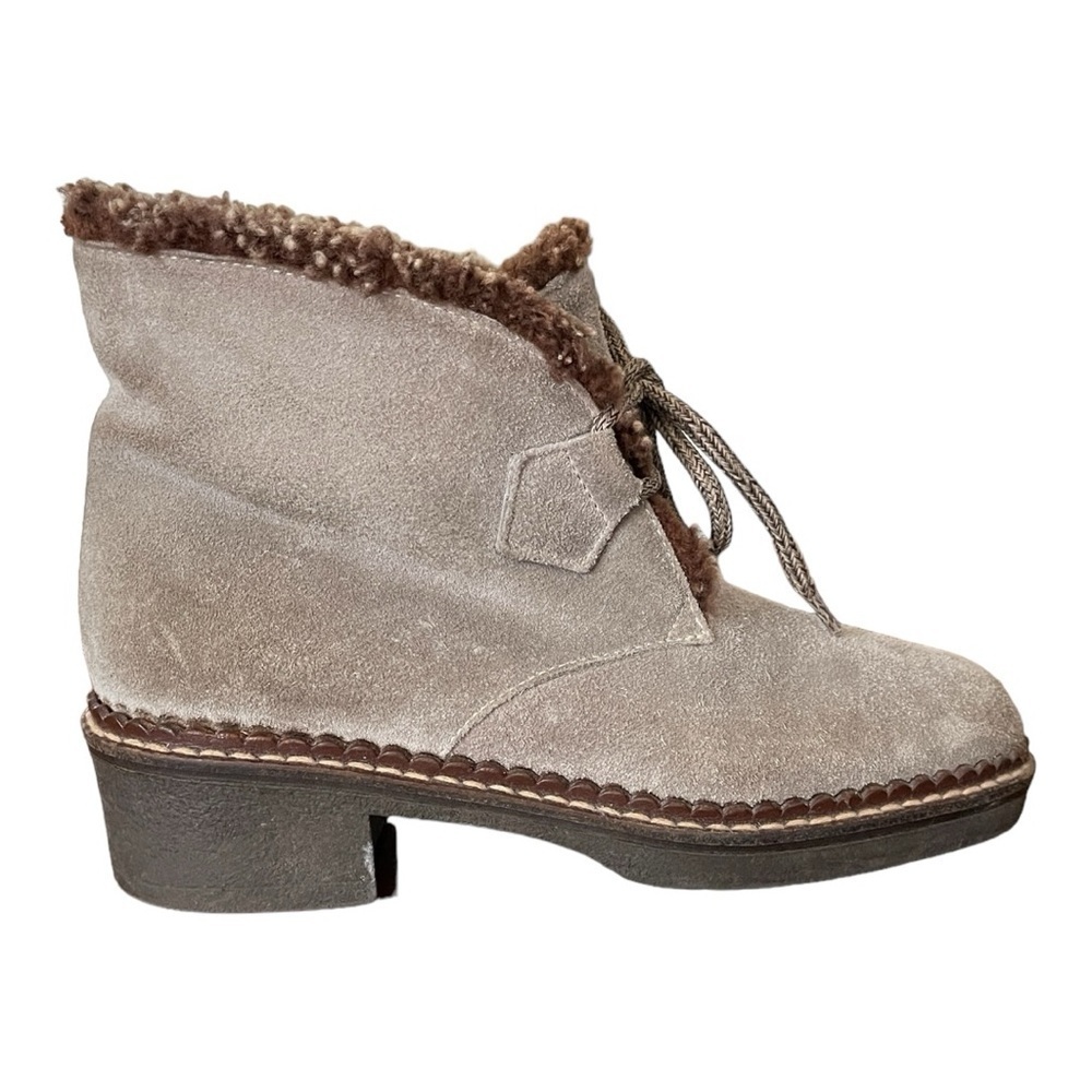 Vicini Italian Suede Shearling Fur Lined Ankle Booties | Women’s 6 - Picture 5 of 13